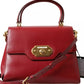 Red Leather Top Handle Crossbody WELCOME Shoulder Bag