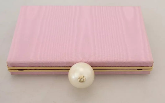 Pink Silk Gold Frame Clutch Evening Party Purse Bag