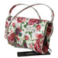 White Purse Clutch Floral Roses Leather Cross Body Bag