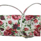 White Purse Clutch Floral Roses Leather Cross Body Bag