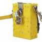 Yellow Plexiglass Crystals Box Padlock Women Clutch Bag