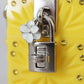 Yellow Plexiglass Crystals Box Padlock Women Clutch Bag