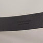 Black Calf Leather Logo Engraved Metal Buckle Belt