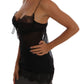 Elegant Black Silk Lace Lingerie Chemise