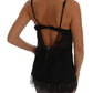 Elegant Black Silk Lace Lingerie Chemise