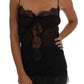 Elegant Black Silk Lace Lingerie Chemise