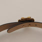 Blue Leather DEVOTION Heart DG Logo Metal Buckle Belt
