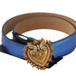 Blue Leather DEVOTION Heart DG Logo Metal Buckle Belt