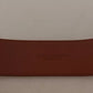 Brown Wide Waist Design Leather Gold Metal Buckle Belt