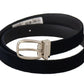 Blue Plain Velvet Silver Tone Metal Buckle Belt