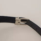 Blue Plain Velvet Silver Tone Metal Buckle Belt