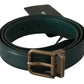 Green Gold Buckle Waist Leather Belt