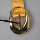 Gold Satin Leather Oval Metal Buckle Belt