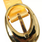 Gold Satin Leather Oval Metal Buckle Belt