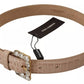 Beige Leather Crystal Buckle Women Belt