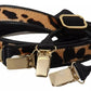 Brown Leopard Gold Clips Women Suspender Belt