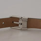 Silver Leather Metal Buckle Belt