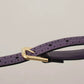 Purple Leather Gold Logo Engraved Metal Buckle Belt