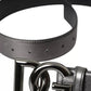Silver Calf Leather Metal Logo Buckle Men Belt