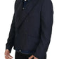 Blue Striped Double Breasted Denim Blazer