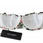 Multicolor Striped Rose Print Swimwear Bikini Top