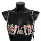 Multicolor Striped Rose Print Swimwear Bikini Top