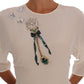 Enchanted Crystal Embroidered Silk T-Shirt