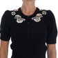 Black Cashmere Crystal Embellished Cardigan