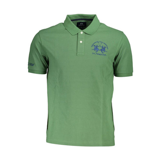 Green Cotton Men Polo Shirt