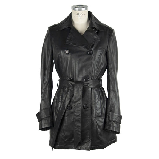 Black Leather Women Coat