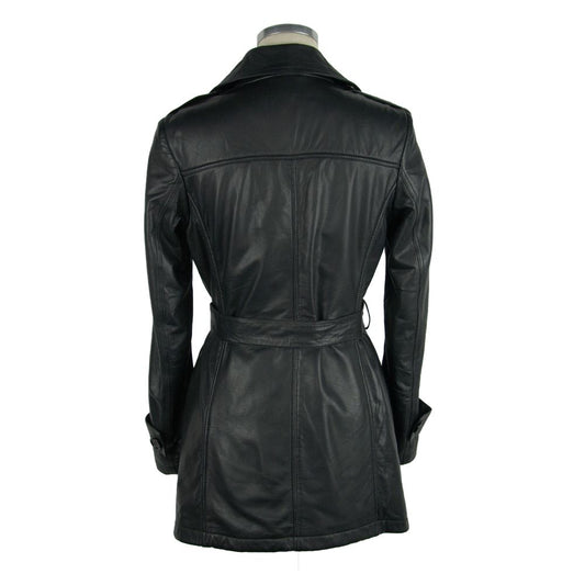 Black Leather Women Coat