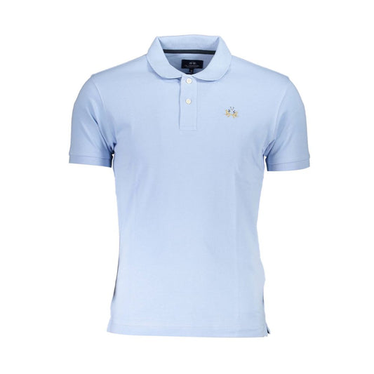 Light Blue Cotton Men Polo Shirt