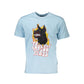 Light Blue Cotton Men T-Shirt