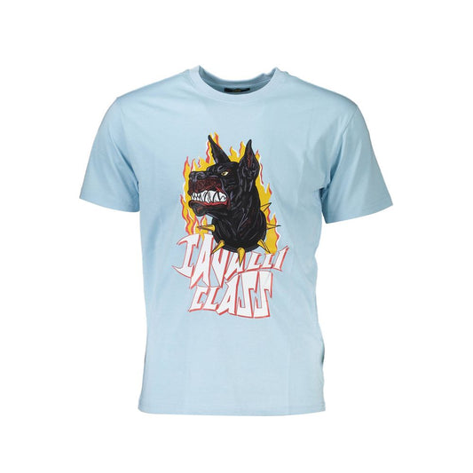 Light Blue Cotton Men T-Shirt