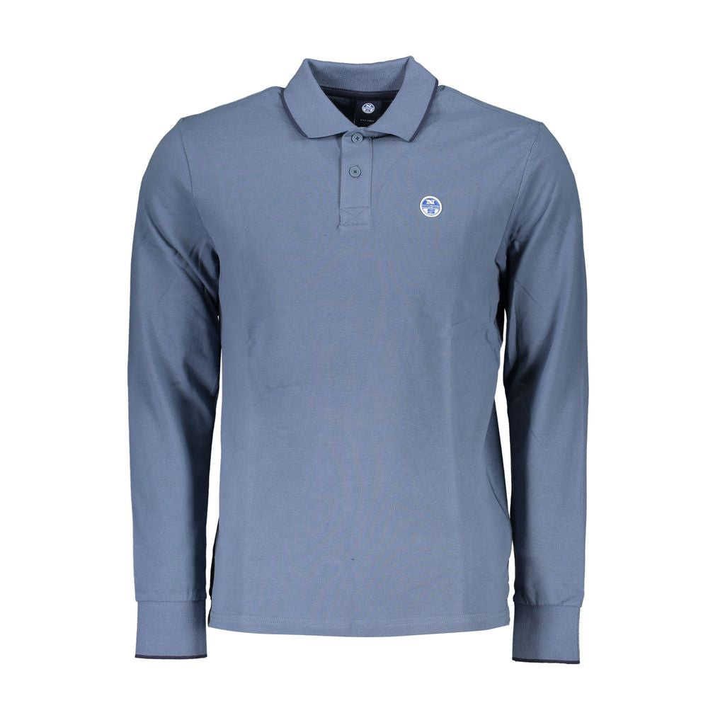 Blue Cotton Men Polo Shirt
