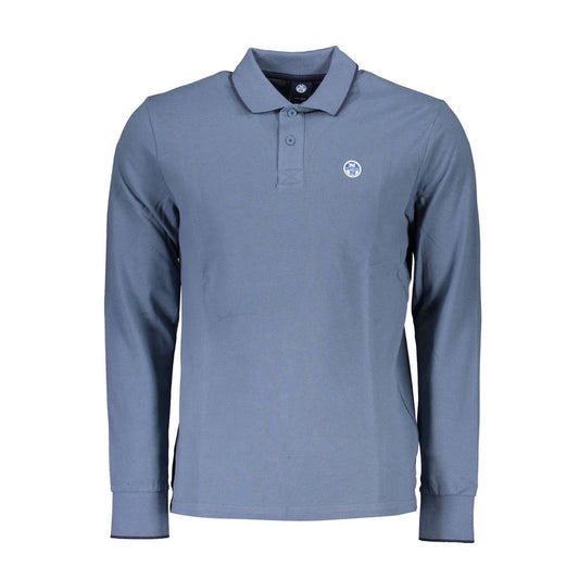 Blue Cotton Men Polo Shirt