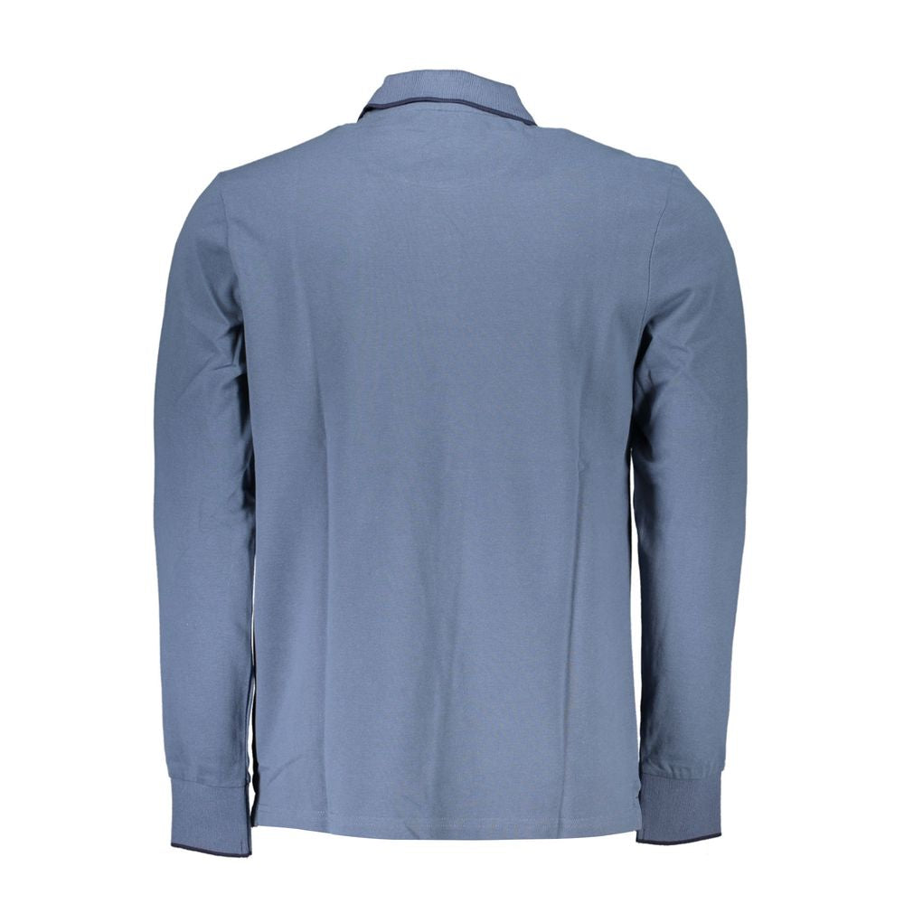Blue Cotton Men Polo Shirt