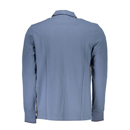 Blue Cotton Men Polo Shirt
