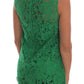 Elegant Green Floral Lace Sleeveless Blouse