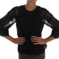 Elegant Black Floral Lace Torero Blouse