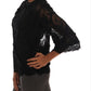 Elegant Black Floral Lace Torero Blouse
