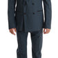 Elegant Blue Wool Silk Men's Suit