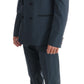 Elegant Blue Wool Silk Men's Suit