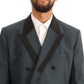 Elegant Blue Wool Silk Men's Suit