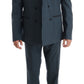 Elegant Blue Wool Silk Men's Suit