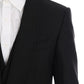 Elegant Black Wool 3-Piece Slim Fit Suit