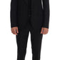 Elegant Black Wool 3-Piece Slim Fit Suit