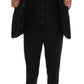 Elegant Black Wool 3-Piece Slim Fit Suit
