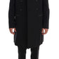 Elegant Black Double Breasted Wool Suit
