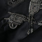 Black Nylon Crown Embellished Backpack Bag
